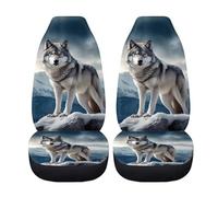 ZFRXIGN Wolf Car Seat Covers for Women Men SUV Trunk Front Seat Protector Auto Interior Accessories Full Set of 2pc Cool Wildlife Animal Car Seat Cover 2 Pack, 24219FV0104