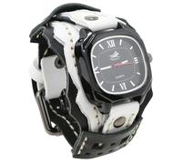 ZFSBRTL Men's Leather Watches Wristwatch, Men's Watch Analog Quartz Watch Sport Casual Business Wristwatch Vintage Punk Wide Leather Strap Steampunk Birthday Gift,Black and White