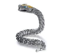 ZFSBRTL Nordic Vintage Ouroboros Bracelet, Men's Retro Copper Snake King Chain Viking Amulet Jewelry Gothic Biker Bangle,20cm