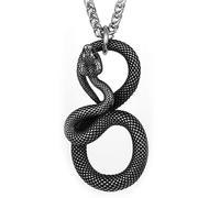 ZFSBRTL Solid Stainless Steel Cobra King Snake Necklace Pendant |Silver 8 Shape Snake Necklace | Men Snake Necklace Jewelry | Viking Great Gift,60cm