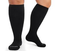 ZFSOCK Bamboo Compression Socks for Women: Plus Size Flight Sock for Men - Extra Wide Calf Graduated Compression Stockings for Support Pregnancy Edema Travel Nurses Seniors 15-20 mmhg Black LXL 1 Pair
