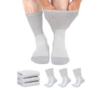 ZFSOCK Bamboo Socks for Men Women: Non Elastic Diabetic Socks Seamless with Loose fit Soft Top Fully Cushioned Extra Wide for Swollen Legs Diabetes Oedema Pregnancy Elderly - Grey 3 Pairs 6-8
