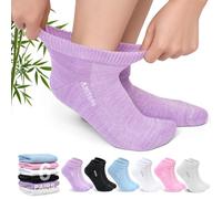ZFSOCK Diabetic Bamboo Ankle Socks: Soft Top Loose Fitting Low Cut Socks for Men Women Fully Cushioned Seamless for Swollen Feet Oedema Pregnancy Elderly Daily Wear Vibrant 6 Multipack 3-5