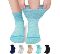 ZFSOCK Diabetic Socks Bamboo for Men: Extra Wide Soft Top Ankle Socks for Swollen Feet Seamless Toe Hospital with Gentle Grips Non-Elastic Loose Fitting Edema Sock 9-11 Assorted 5 Pairs