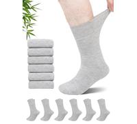 ZFSOCK Diabetic Socks for Men and Women: Extra Wide Loose Fitting Bamboo Socks Soft Top Seamless for Swollen Feet and Ankles Diabetes Oedema Pregnancy Elderly - 6 Pairs Grey 9-11