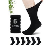 ZFSOCK Diabetic Socks for Men and Women: Extra Wide Loose Fitting Bamboo Socks Soft Top Seamless for Swollen Feet and Ankles Diabetes Oedema Pregnancy Elderly - 6 Pairs Black 6-8
