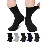 ZFSOCK Diabetic Socks for Men Cotton: Soft Top Non Elastic Casual Work Socks with Seamless Toe - Soft Grip Comfort Fit for Swollen Feet & Daily Use 9-12 5 Pairs Dark Neutrals