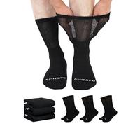 ZFSOCK Diabetic Socks for Men Women: Bamboo Extra Wide Soft Top Socks Fully Cushioned Seamless for Swollen Feet and Ankles Diabetes Oedema Pregnancy Elderly Daily Wear - Black 3 Multipack 9-11