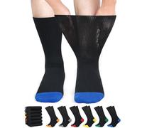 ZFSOCK Diabetic Socks for Men Women: Extra Wide Soft Top Cotton Crew Socks Breathable Seamless Loose Fitting for Swollen Feet Diabetes Oedema Pregnancy Elderly - 6 Multipack 9-11 Black Coloured