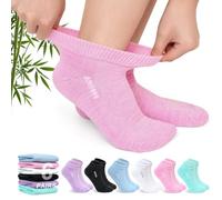 ZFSOCK Diabetic Socks for Men Women: Extra Wide Soft Top Ladies Ankle Bamboo Socks Fully Cushioned Seamless for Swollen Feet and Ankle Oedema Pregnancy Elderly Daily Wear - Pastel 6 Multipack 3-5