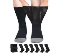 ZFSOCK Diabetic Socks for Men Women: Non Elastic Soft Top Cotton Socks Breathable Crew Seamless Loose Fitting Swollen Feet and Ankles Diabetes Oedema Pregnancy Elderly - 6 Multipack 12-14 Black Grey