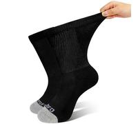 ZFSOCK Diabetic Socks for Men Women: Soft Top Non Elastic Loose Fitting Seamless Ladies Socks Extra Wide Non-Binding Gentle Grip Mid-Calf Cushioned Designed for Swollen Feet Legs - Black 1 Pair 9-11