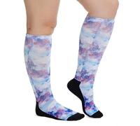 ZFSOCK Diabetic Socks Knee High: Soft Top Long Socks for Women Extra Wide Non Elastic Loose Fit with Gentle Grip Cotton Padded Seamless for Swollen Feet Diabetics Elderly Pregnant, 6-8 Butterfly