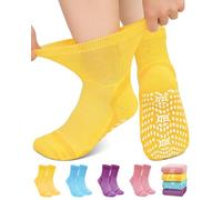 ZFSOCK Diabetic Socks Non-Slip for Women: Bamboo Ankle Socks Moisture Wicking with Extra Wide Top for Swollen Feet Seamless Non-Binding Cuff Hospital Sock for Foot Care, 9-11 vibrant 4 Pairs