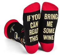 ZFSOCK If-You Can-Read This Socks: Bring Me Some Wine Men Novelty Non-slip Socks with Grips Funny Gifts Colorful Saying Socks Presents for Christmas Birthday Anniversary Valentines Tea Lover 1 Pair