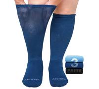 ZFSOCK Knee High Diabetic Socks: Bamboo Soft Top Socks for Men & Women Extra Wide Non Elastic with Gentle Grip Cushion - Loose Fit Seamless for Swollen Feet Diabetics Elderly Pregnant, 9-11 Blue