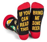 ZFSOCK Novelty Gifts Socks for Men: If You Can Read This Bring Me Some Beer Funny Non-Slip Socks with Grips Cotton Saying Socks Presents for Christmas Birthday Anniversary Valentines Beer Lover 1 Pair