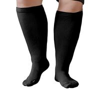 ZFSOCK Wide Calf Compression Socks: Men Women Plus Size Medical Support Stockings Flight Socks for Varicose Vein Knee High Pressure Sock Swollen Legs Nurses Travel Running Sports Black 5XL 1 Pair