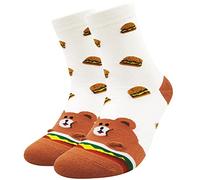 ZFSOCK Womens Novelty Animal Socks: Cotton Funny Cartoon Pattern Dog Cat Panda Rabbit Bear Cute Ankle Socks for Laides Christmas Socks UK 4-9, Animals+snacks-1 Pairs…