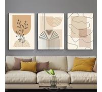 ZFTCN Set of 3 Abstract Boho Posters - Line Drawing Woman, Botanical Leaf Wall Art, Without Frame (3 Pieces - 30 x 40 cm)
