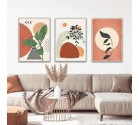 ZFTCN Set of 3 Abstract Boho Posters - Line Drawing Woman, Botanical Leaf Wall Art, Without Frame (3 Pieces - 40 x 60 cm)