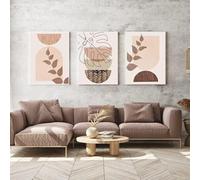 ZFTCN Set of 3 Boho Posters - Abstract Line Drawing Woman & Botanical Leaf Prints, Without Frame (3 Pieces - 60 x 90 cm)