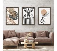 ZFTCN Set of 3 Boho Posters - Abstract Line Drawing Woman & Botanical Leaf Prints, Without Frame (3 Pieces - 60 x 90 cm)