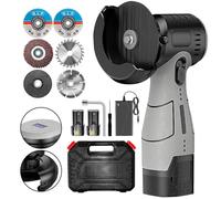 ZFULVO Brushless Cordless Angle Grinder Kit, 19500rpm Mini Electric Angle Grinding Tool with 2x16.8V 2000mAh Battery and 6-Cutting Discs, Grinder Handheld Cutter for Metal Wood
