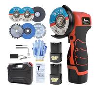 ZFULVO Cordless Brush Angle Grinder Kit, 19500rpm Mini Electric Angle Grinding Tool with 1pcs 16.8V 2000mAh Batteries and 5-Cutting Discs, Grinder Handheld Cutter for Metal Wood (Red)