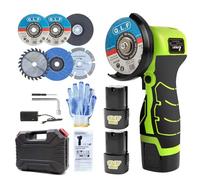 ZFULVO Cordless Brush Angle Grinder Kit, 19500rpm Mini Electric Angle Grinding Tool with 1pcs 16.8V 2000mAh Batteries and 5-Cutting Discs, Grinder Handheld Cutter for Metal Wood (Light Green)
