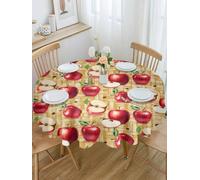 ZFUNCING Round Tablecloth-60inch,Farmhouse Rustic Apples on Weave Table Cloth Waterproof Oil-Proof Tablecloths Washable Tablecover for Kitchen Dining Buffet Party Tabletop Decor Seamless Farm Fruit