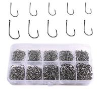 zfyanssee 500PCS Fishing Hooks (#3~#12), Carbon Steel Barbed Circle Hooks with Plastic Box