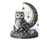Zfyauhm Moon Cat DIY Bead Kit, 22x18x3 Cm ABS 3D Beaded Celestial Moon & Stars Series DIY Kit with Instructions, Tiny 3D Beaded Moons Cat Luna Craft Kits, for Beginner Enthusiasts