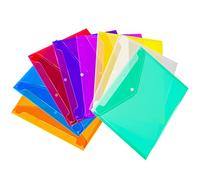 ZFYOUNG Plastic Envelopes Poly (Pack of 8) 8 Colors, A4 Size, Snap Closure, Transparent, Durable, School, Office, Home Organization