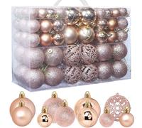 ZFYQ 100Pcs Christmas Baubles, Set of Decorative Hanging Balls for Holiday Christmas Tree Decorations, Rose Gold