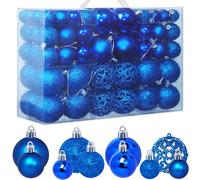 ZFYQ 100Pcs Christmas Tree Baubles, Hanging Baubles 3/4/6 cm, Decorative Xmas Balls for Holiday Xmas Tree Wreaths Windows, Christmas Ornaments Balls with Lanyards, Blue