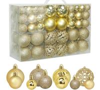 ZFYQ 100Pcs Christmas Tree Baubles, Hanging Baubles 3/4/6 cm, Decorative Xmas Balls for Holiday Xmas Tree Wreaths Windows, Christmas Ornaments Balls with Lanyards, Gold