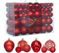 ZFYQ 100Pcs Christmas Tree Baubles, Hanging Baubles 3/4/6 cm, Decorative Xmas Balls for Holiday Xmas Tree Wreaths Windows, Christmas Ornaments Balls with Lanyards, Red