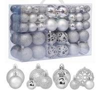 ZFYQ 100Pcs Christmas Tree Decorations Baubles, Decorative Hanging Baubles Set for Holiday Xmas Tree Decorations, Silver