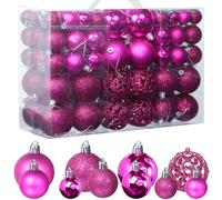 ZFYQ 100Pcs Christmas Tree Decorations Baubles, Decorative Hanging Baubles Set for Holiday Xmas Tree Decorations, Hot Pink