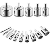 ZFYQ Hole Saw Drill Bits Set, Diamond Drill Bit Set Cutting for Glass, Ceramic, Porcelain, Tile, Marble, Ø6mm-50mm, 15 Pcs