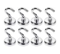 ZFYQ Magnetic Hooks, 25mm Ultra Powerful Magnets 44lbs Hooks, Great for Fridge, Office and Kitchen, Pack of 8