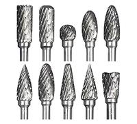 ZFYQ Rotary Burr Set Carving Tool Tungsten Carbide Steel Drill Bit Grinding Head with 1/8" Shank for DIY Woodworking, Carving, Plastic Drilling, Metal Polishing, Engraving, 10 Pcs