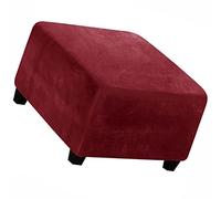 ZGantrix Square Ottoman Slipcover Velvet Small/Medium/Large Stretch Ottoman Cover Slipcover for Wingback Chair Stool Protector cover/Sofa Leather Storage Footstool (Color : Wine red, Size : 33-45cm)