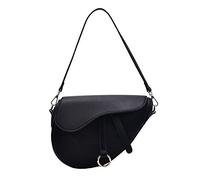 ZGBQ Ladies Underarm saddle bag All-Match Shoulder Bag Handbag Messenger Bag Magnetic button With Wide and narrow 2 shoulder straps (Black)