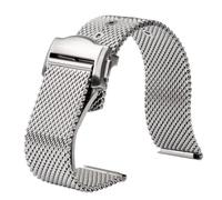ZGBQHQN 20mm Mesh Stainless Steel Watch Strap Folding Butterfly Buckle Quick Release Metal Band Man Bracelet for Omega 007 Seamaster