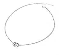 ZGBQHQN 925 Silver Full Sideways Necklace Chain For Woman Men Double Circle Fashion Jewelry Wild Collarbone Chain-Silver