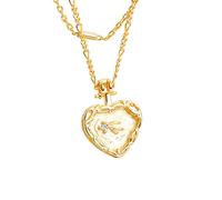 ZGBQHQN 925 Silver Necklace For Women Double Layered Heart Swallow Necklace Gold Plated O Clavicle Chain Gold