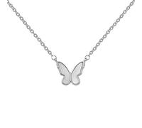ZGBQHQN 925 Silver Necklace Ladies Elegant Butterfly Shape Necklace Fashion Circle Shape Silver Jewelry Round Necklace Gift-Silver