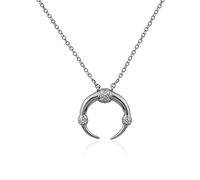 ZGBQHQN 925 Silver Necklace Ladies Elegant Moon Shape Necklace Fashion Zircon Jewelry Round Necklace Gold